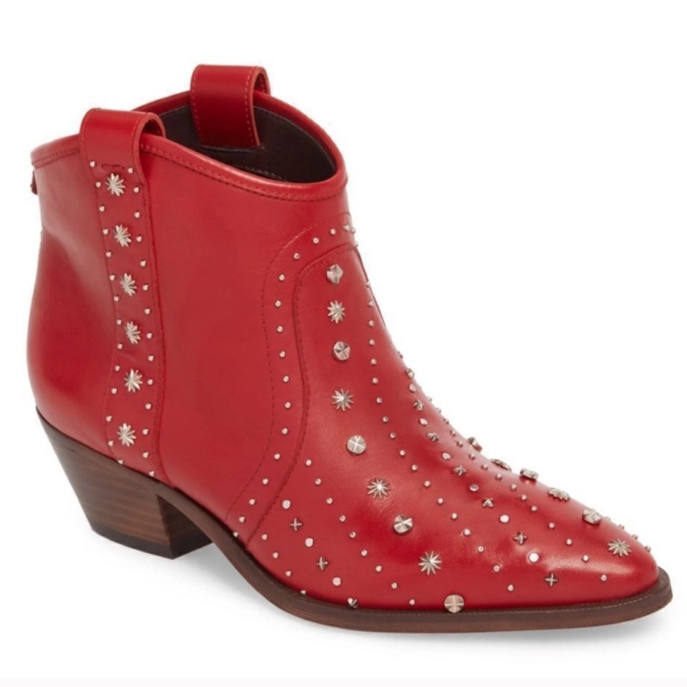 Sam Edelman Brian Western Booties Studded Red 
Size 9.5